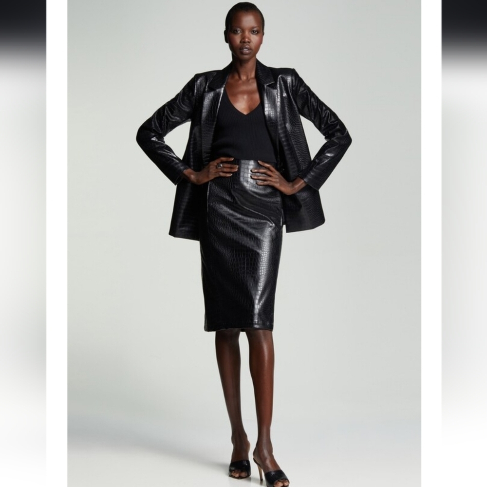 NWT Halogen Black Faux Leather Blazer Size XS - Picture 3 of 10
